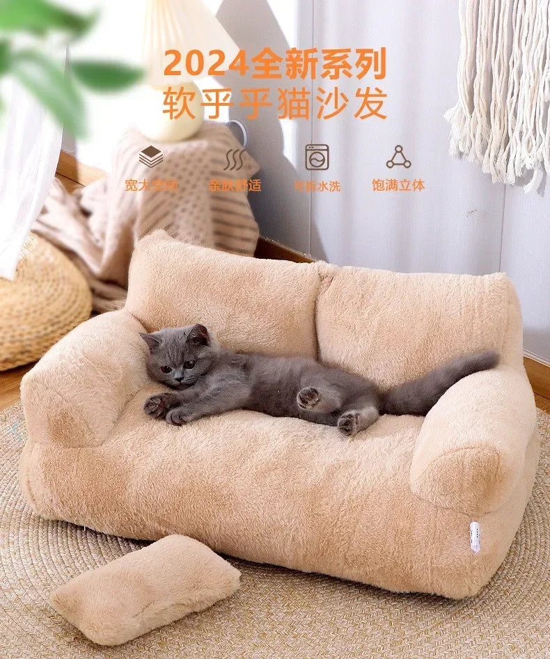 Cat Bed House Plush Dog Sofa Beds Washable Warm Pet Dog Nest Cat Beds Sofa Comfortable CatS Cushion Dog Sleep Winter Furniture