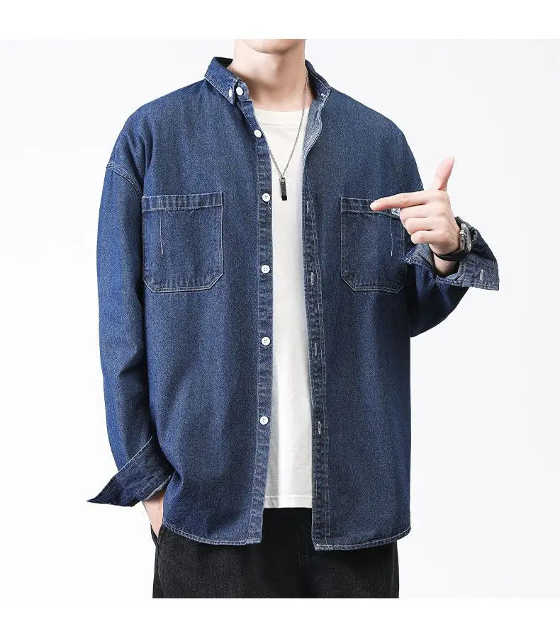 Menswear Shirt Long Sleeve Denim Shirt Casual Loose Fit New Autumn Winter Trendy Unisex Comfort Fashion