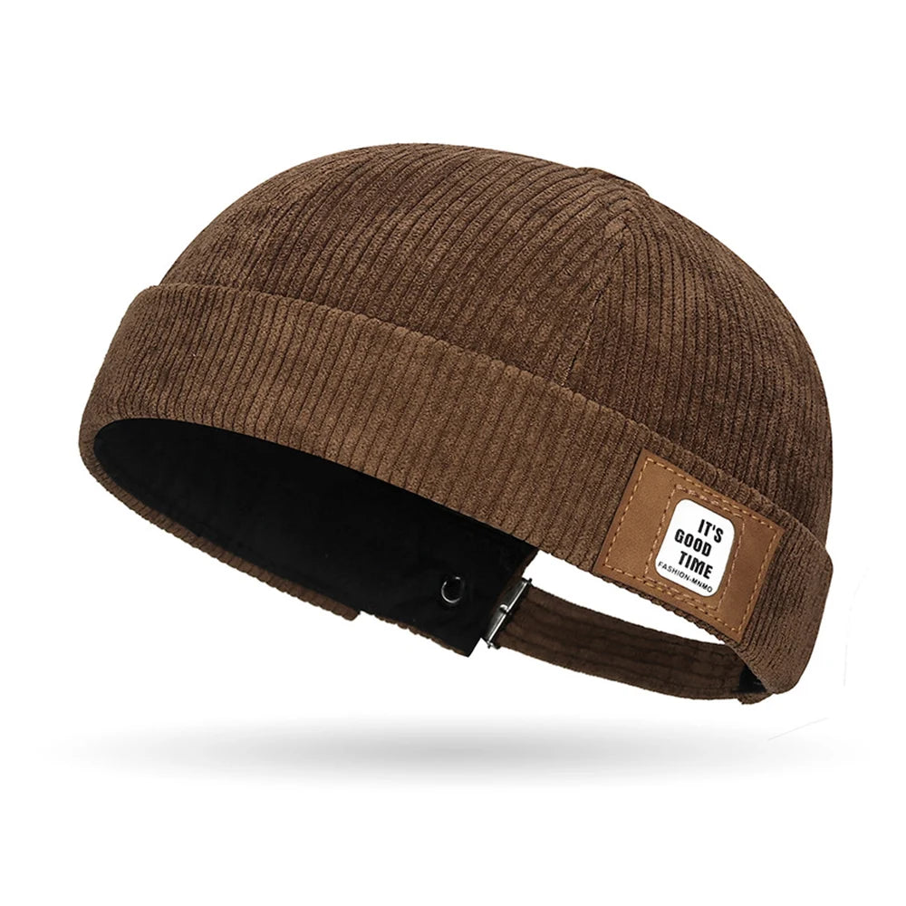 Beanie Hat Hip Hop Hats Bonnet Homme Winter Hat For Women Brimless Skullies Cap Men's Solid Color Street Vintage Portable Hats