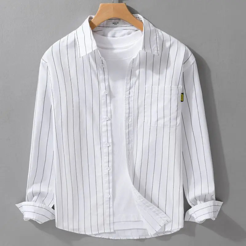 Striped Men Long Sleeve Spring Autumn Fashion Casual Versatile Shirt