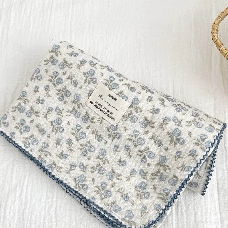2-3 Layers Baby Blankets Bear Dots Print Cotton Gauze Muslin Swaddle Wrap Newborn Infant Bedding Sleeping Receving Blanket