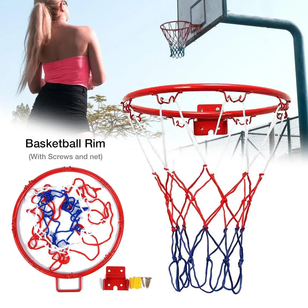 Indoor/Outdoor Wall Mounted Basketball Hoop with Net - Durable and Versatile Sports Equipment