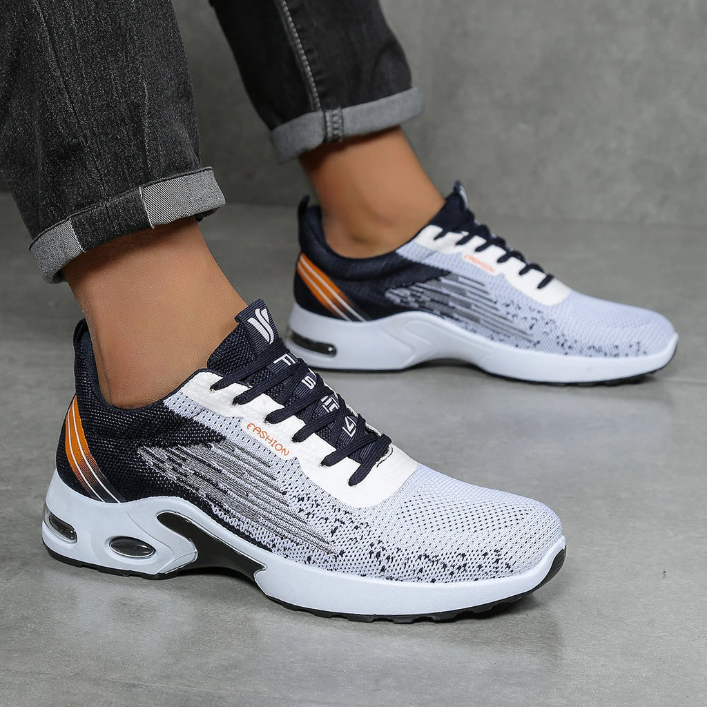 Men's shoes, men's casual shoes, breathable mesh, air-cushioned, soft-soled, color-blocked fashionable sports shoes