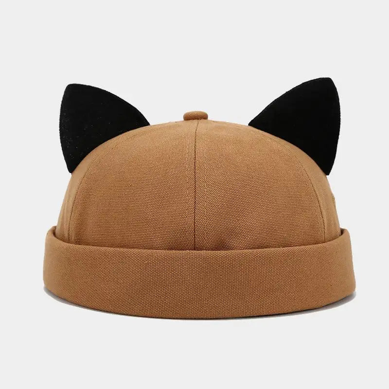 Cat Ears Cute Hats For Women Men Spring Summer Fashion  Melon Hat Female Simple Casual Adjustable Beanie Vintage Brimless Cap
