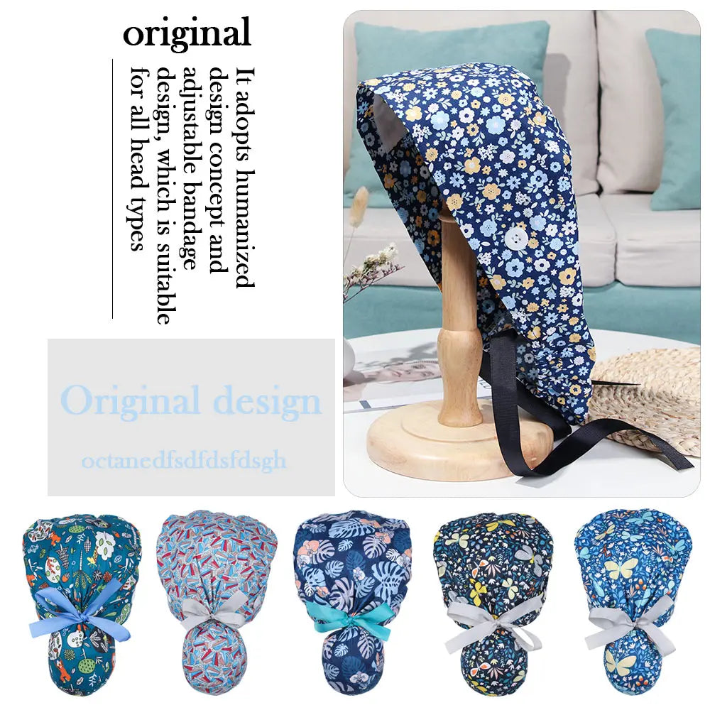 Women & Men Tie Back Hats Ponytail Holder Adjustable Long Hair Cap Working Hat With Button Working Cap