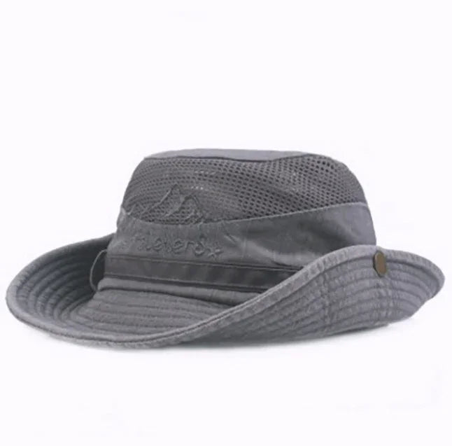 Men's Summer Cap Mesh Breathable Retro 100% Cotton Bucket Hat Panama Jungle Fishing Hats Novelty Dad's Beach Cap Bucket Hat