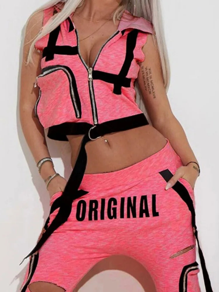 Sports pants set Women's clothes Sports Suits Letter Printed Hooded Zipper Jackets&Pants Suits Workout Sportswear 2 piece set