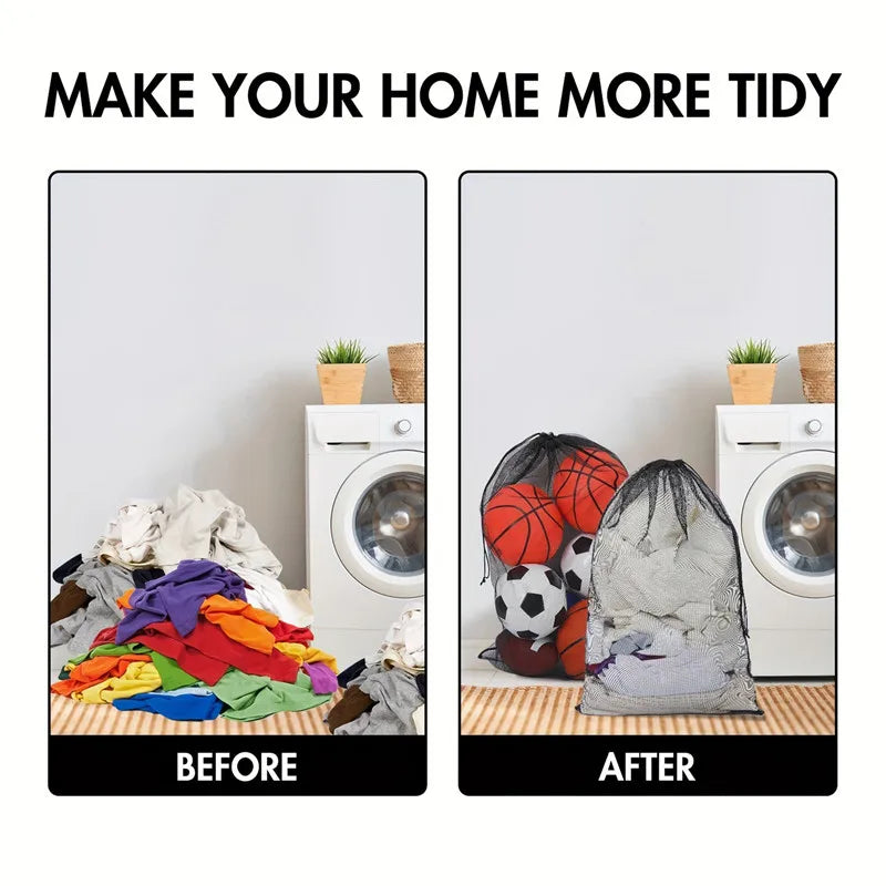 Large Mesh Sports Bags Pack Storing Clothes Bags Drawstring Bag For Storing Basketball Volleyball Baseball Swimming Equipment