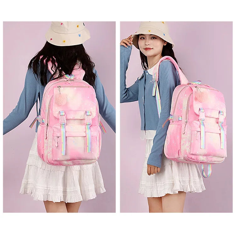 Backpack 2025 Cute Pink Backpacks for Girl Boy Fashion Casual Students Schoolbag Custom printed patterns are available.