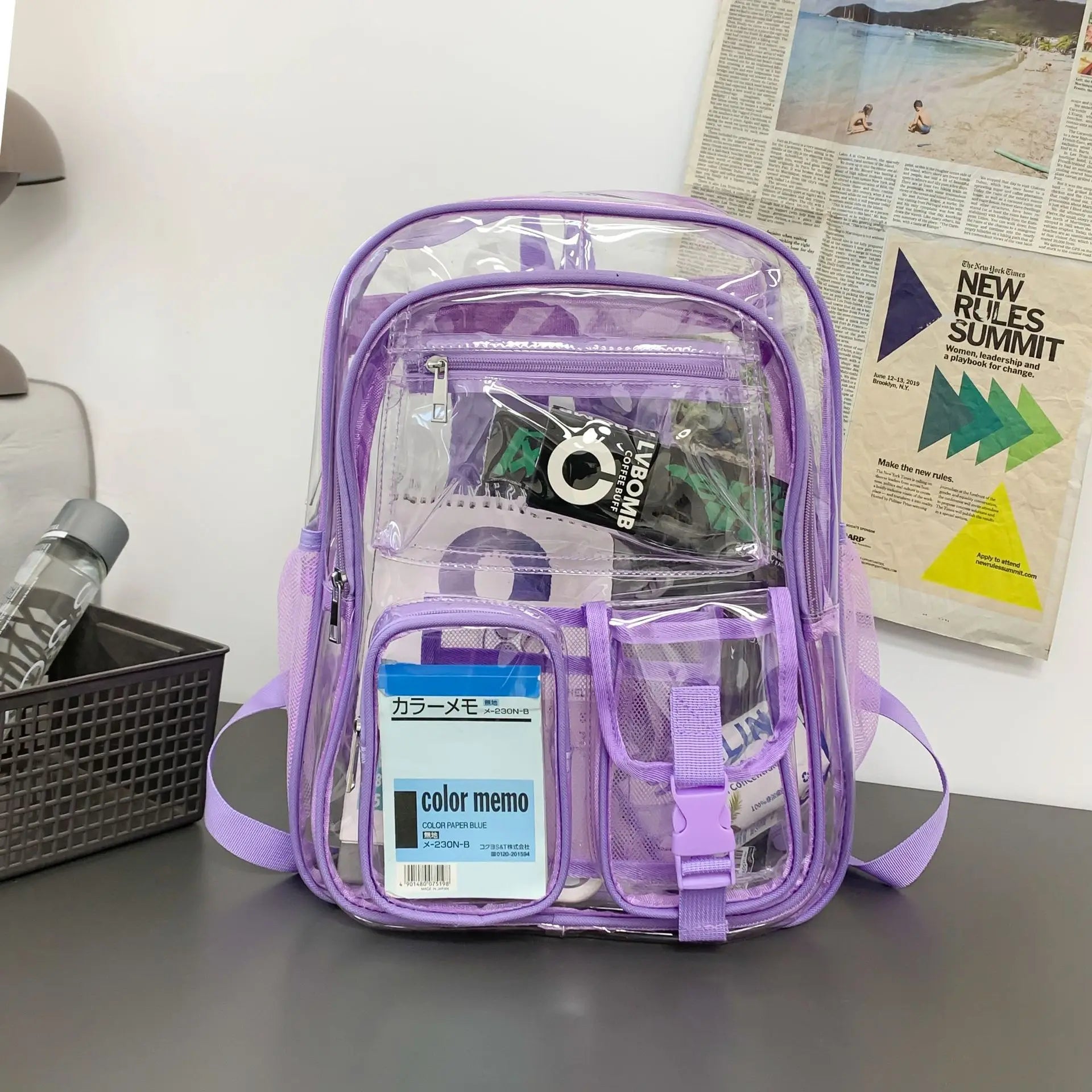 New Backpack Suitable for Schools, Heavy-duty PVC Transparent Bag Suitable for Sports Fields