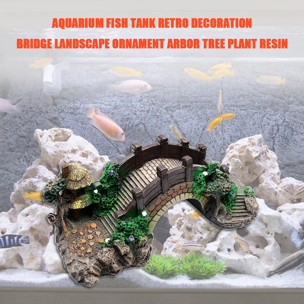 New Accessories Aquatic Pet Supplies Resin Aquarium Ornaments Fish Tank Ornament Artificial Bridge Rockery Fake Landscaping