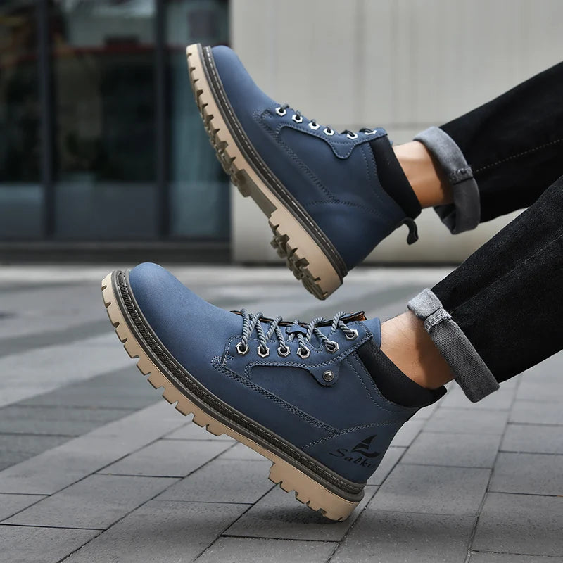 Handmade Men Boots Ankle Winter Leather Shoes Autumn Outdoor Hiking Boots Sneakers Hombres Botas High Top Footwear Anti Slip