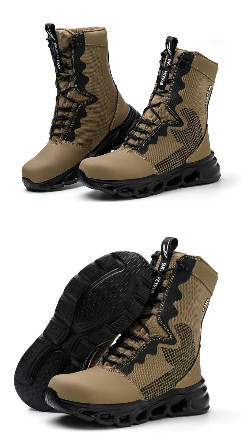 New Fashion 2024 Men Boots Safety Shoes Security Steel Toe Cap Military Boots Working Steel Toe Anti-Smashing Men's Work Boots