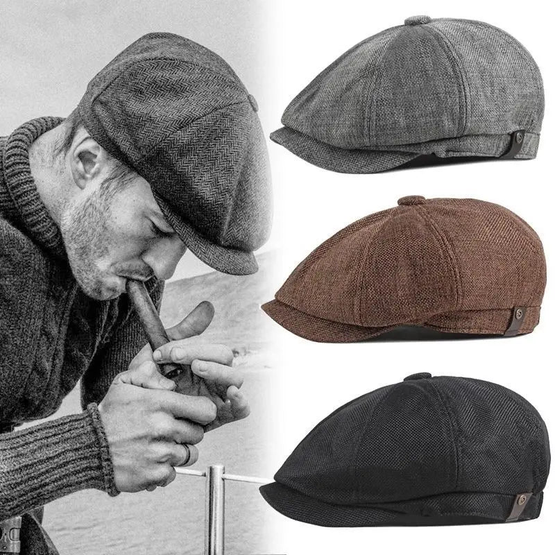 Gorras Men's Octagonal Hat Retro Newsboy Caps Men British Painters Hats Autumn Winter Berets Herringbone Flat Cap Hip Hop Berets