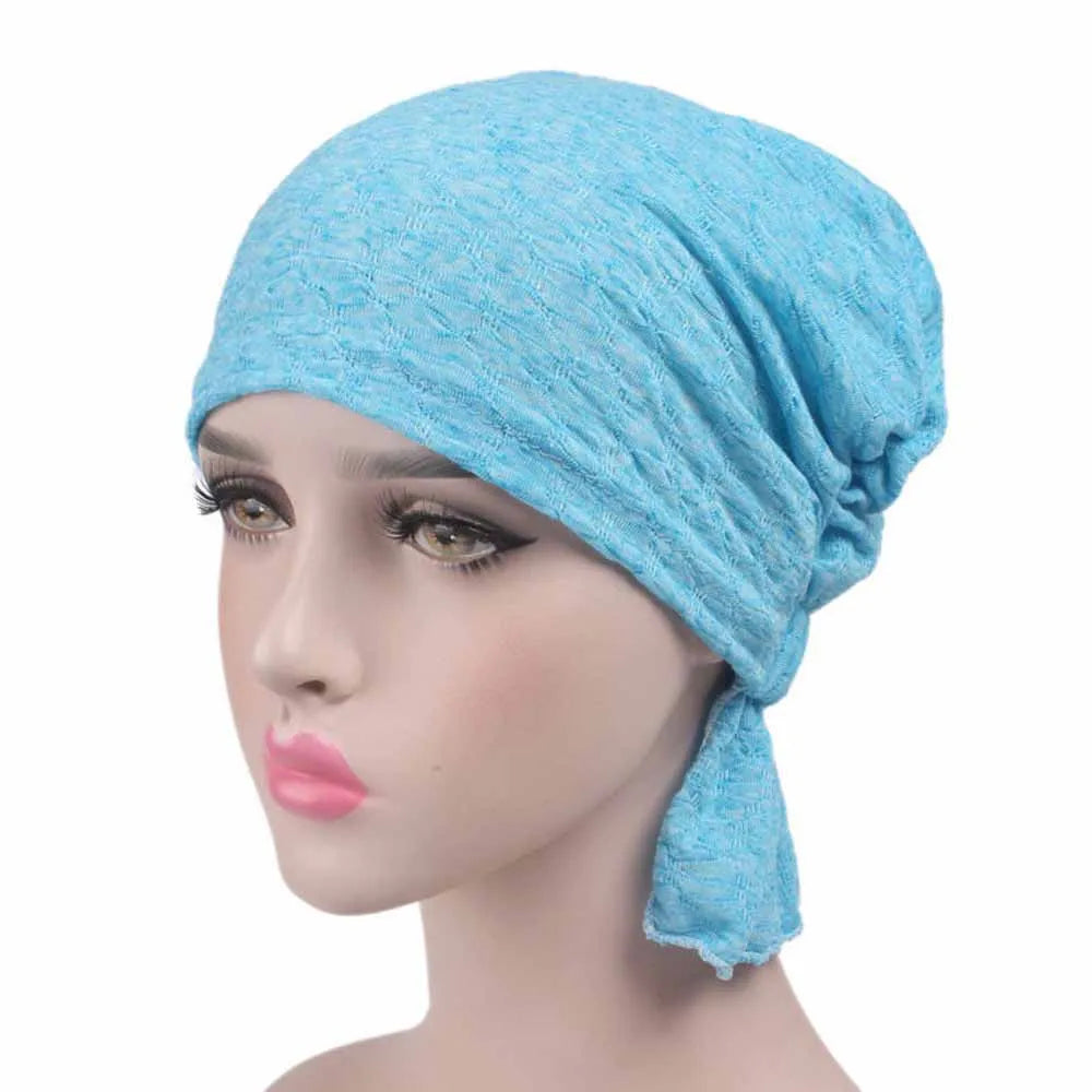 Women Hats Spring Summer Thin Bonnets For Women Lace Flower Breathable Skullies Headscarf Hat Summer Latest Turban Beanies