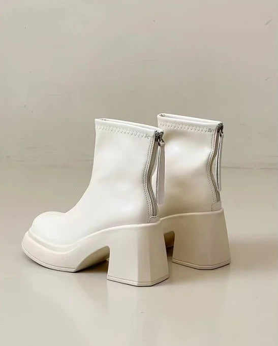 Booties Work Very High Heels Leather Female Short Shoes Combat Heeled Women's Ankle Boots Punk Style Boot Y2k Spring 2025 Autumn