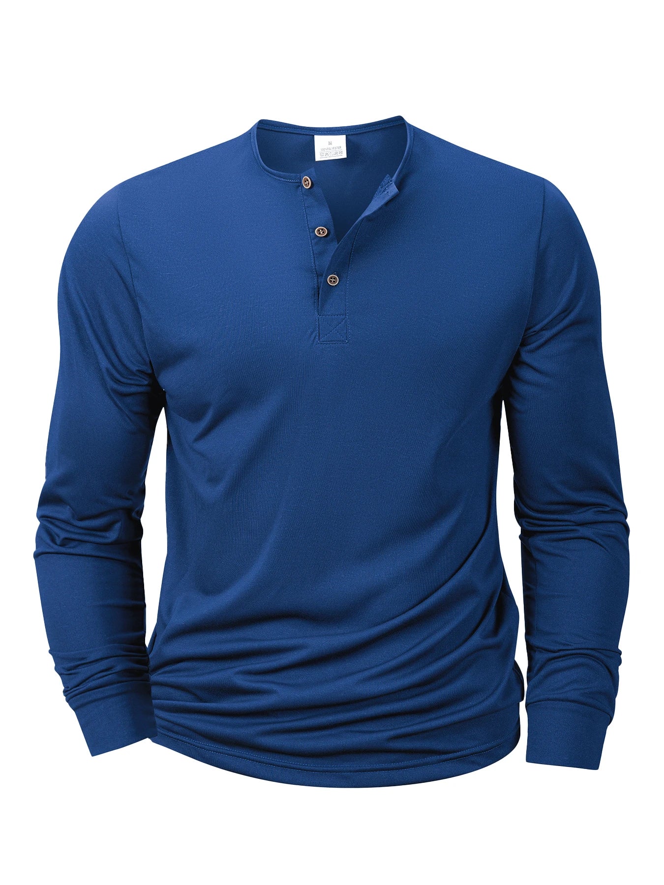 Mens Long Sleeve Henley Neck T-shirt Slim Fit Bottoming Tshirt Casual Button Shirt Comfortable Fitness Tee Cozy Top