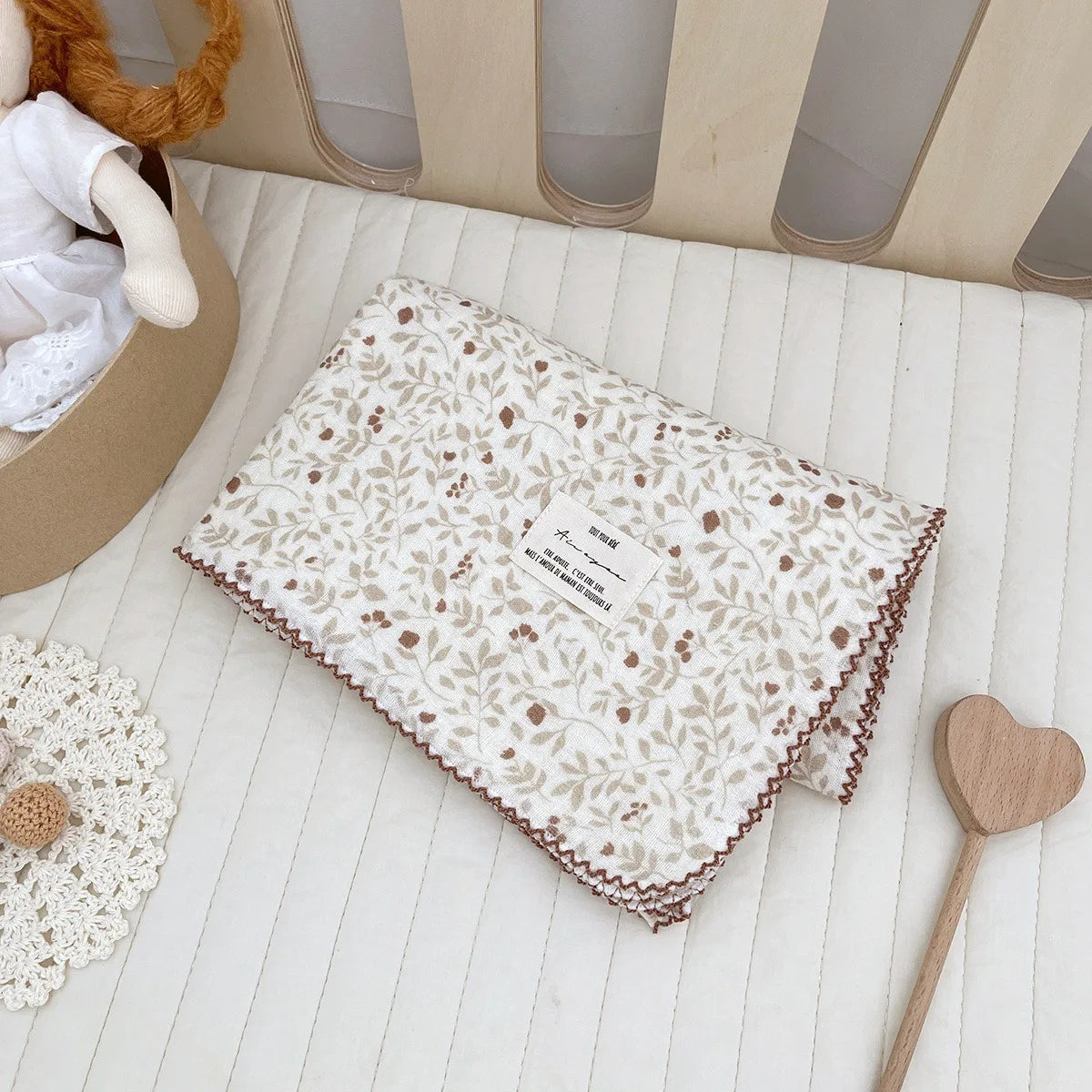 2-3 Layers Baby Blankets Bear Dots Print Cotton Gauze Muslin Swaddle Wrap Newborn Infant Bedding Sleeping Receving Blanket