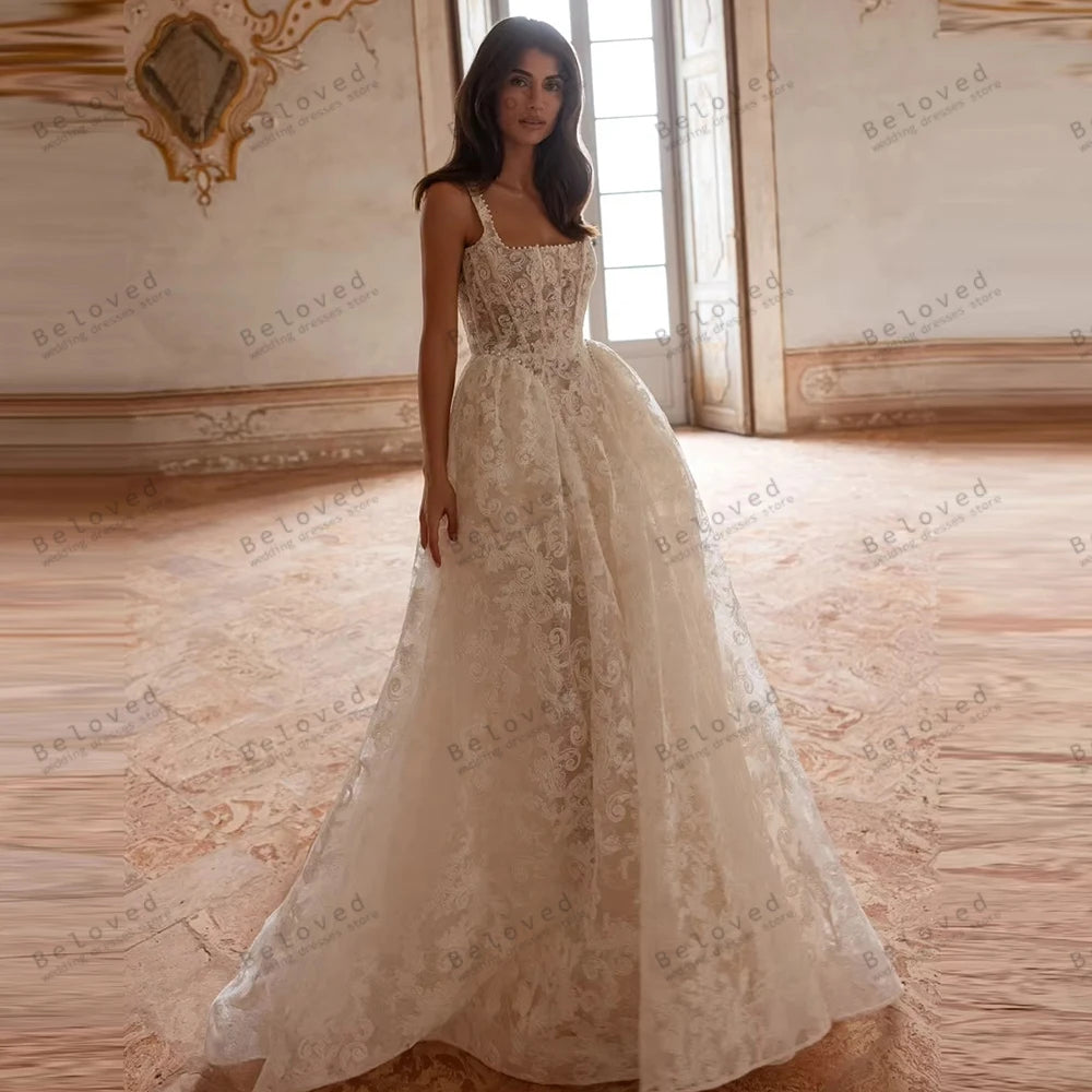 Exquisite Wedding Dresses A Line Gorgeous Bridal Gowns Sleeveless Backless Robes Princess Pretty Vestidos De Novia Customized