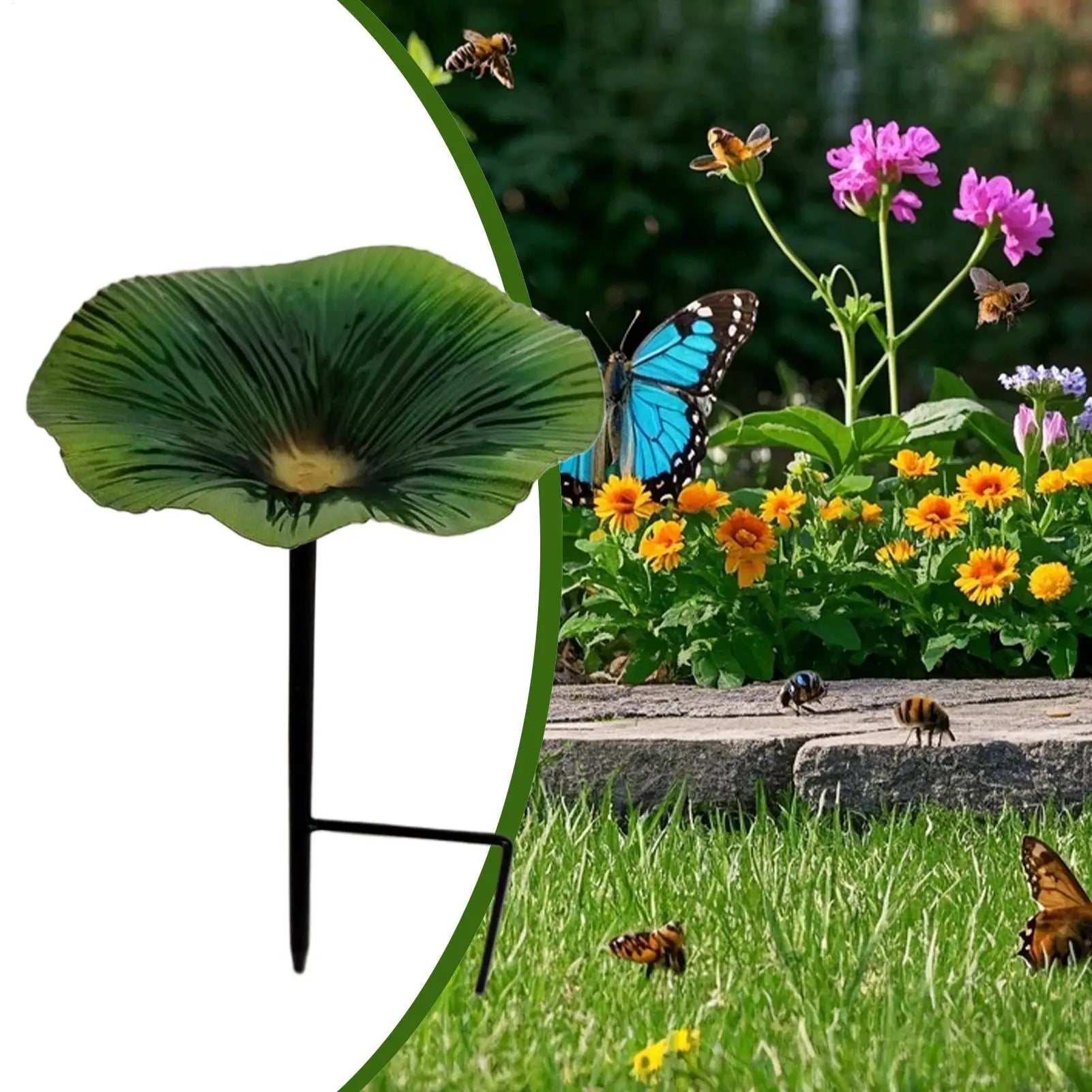 Bird waterer and feeding station Outdoor Bird Bath Pole Water Feeder Flower Shape Decorative Feeding Station Garden Decor