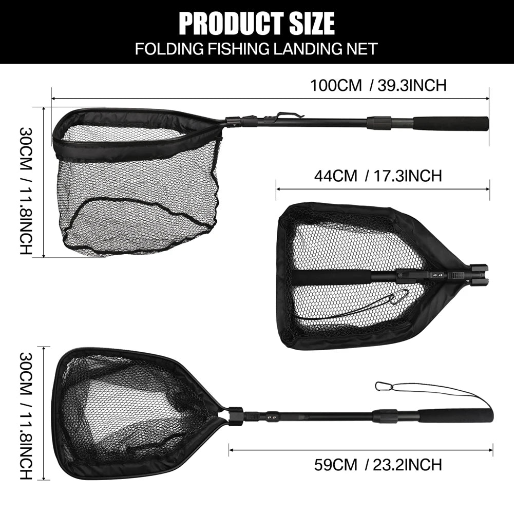 Fishing Net Fish Floating Landing Nets with Foldable Telescopic Pole Handle&Nylon Mesh for Saltwater Freshwater Catch&Release