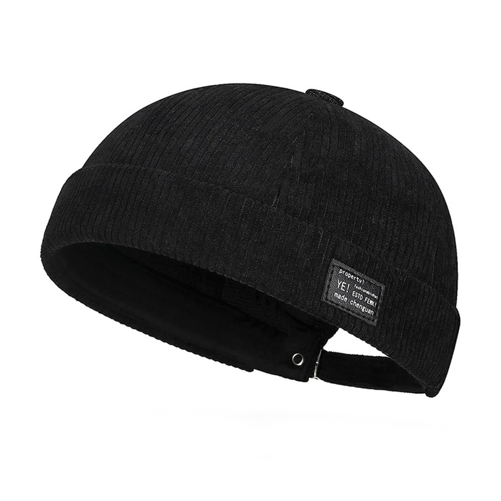 Beanie Hat Hip Hop Hats Bonnet Homme Winter Hat For Women Brimless Skullies Cap Men's Solid Color Street Vintage Portable Hats