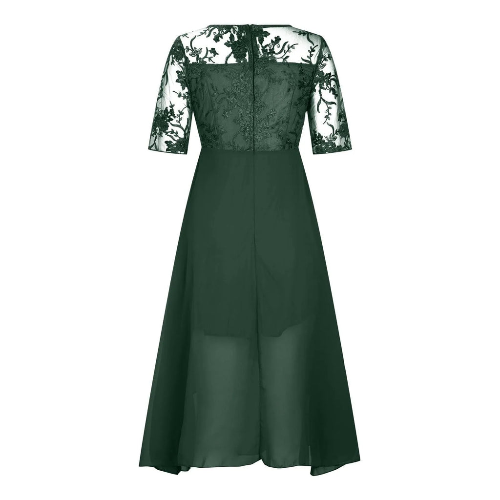 Elegant Formal Party Dress Embroidery Chiffon Round Collar Short Sleeve Luxury Dress Bridesmaid Evening Dresses Vestidos платье