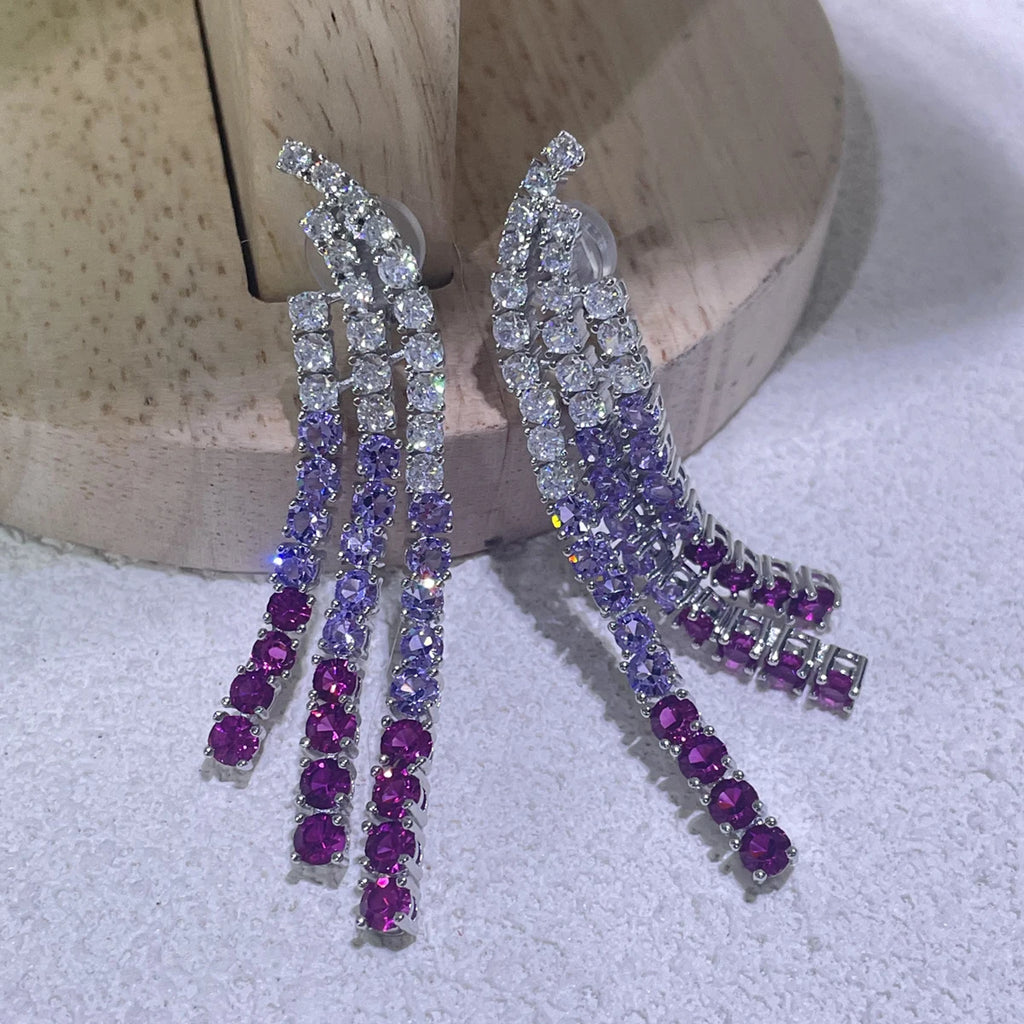 High Quality Earrings 2025 New Trend Fine Jewelry Charm Purple Butterfly White Blue Geometric Crystal Fashion Women's Ear Clip