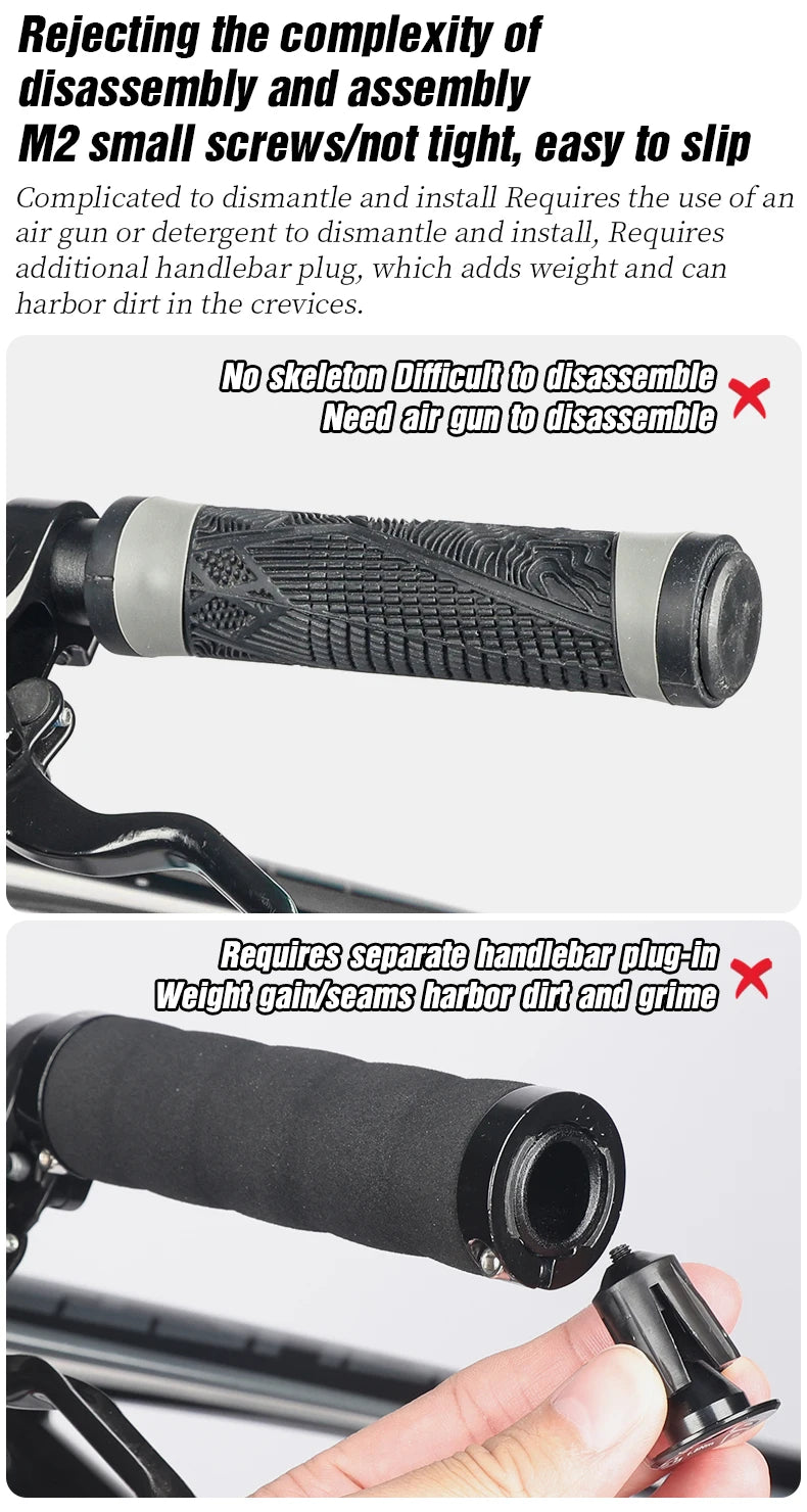LEBYCLE TPR Bicycle Grips Integrated Bike Handlebar Grips Aluminum Alloy Lock On Bike Handles Non-slip Cuffs Mountain Bike Part