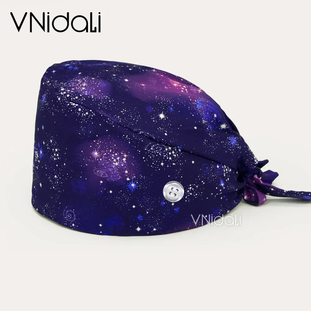 Print Scrubs Hats Laboratory Operator Cap Pet Grooming Agency Work Scrubs Caps Beautician Scrub Hats Lab Hat Health Caps