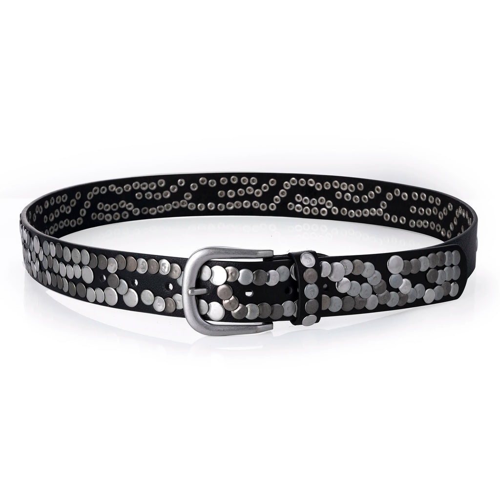 Women Belt Fashion Punk Pin Buckle Vintage Rivets Luxury Lady's Original Leather Belts For Women Jeans Waistband Female