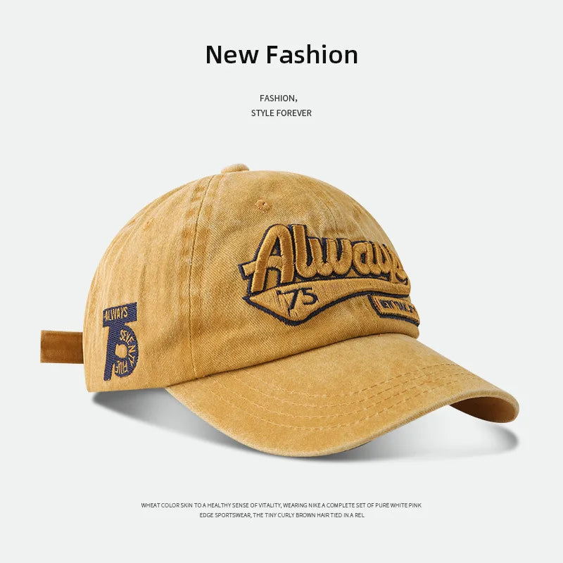 Retro Embroidered Baseball Hats for Men and Women Cotton Hip Hop Soft Top Hats Outdoor Sports Sunscreen Snap Personalized Letter