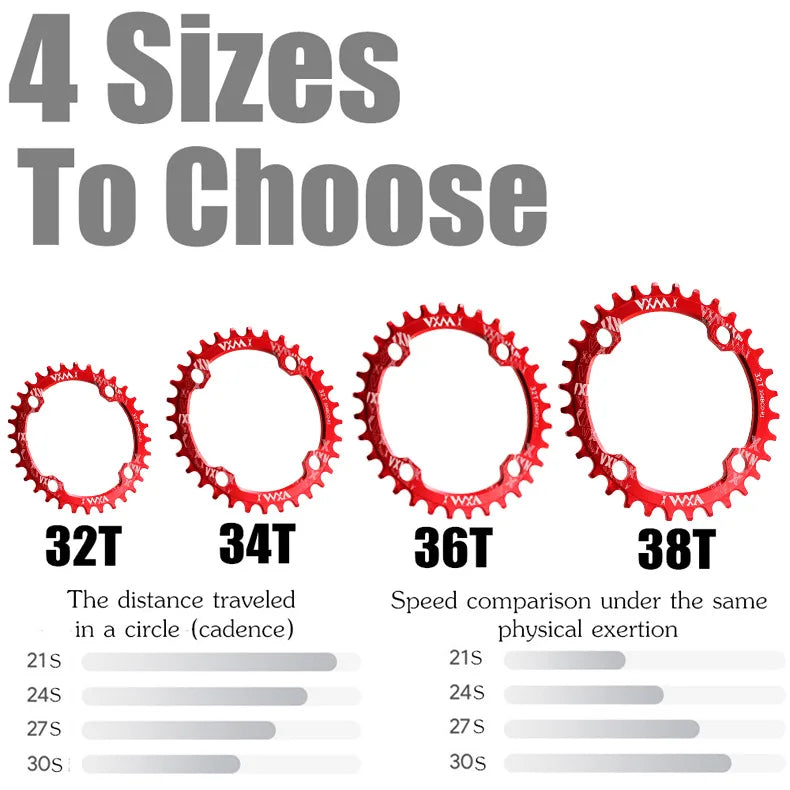 Bike 104BCD Elliptic mountain bike 32T 34T 36T 38T modified plus and minus teeth single tooth disc bycicle accesories Crank