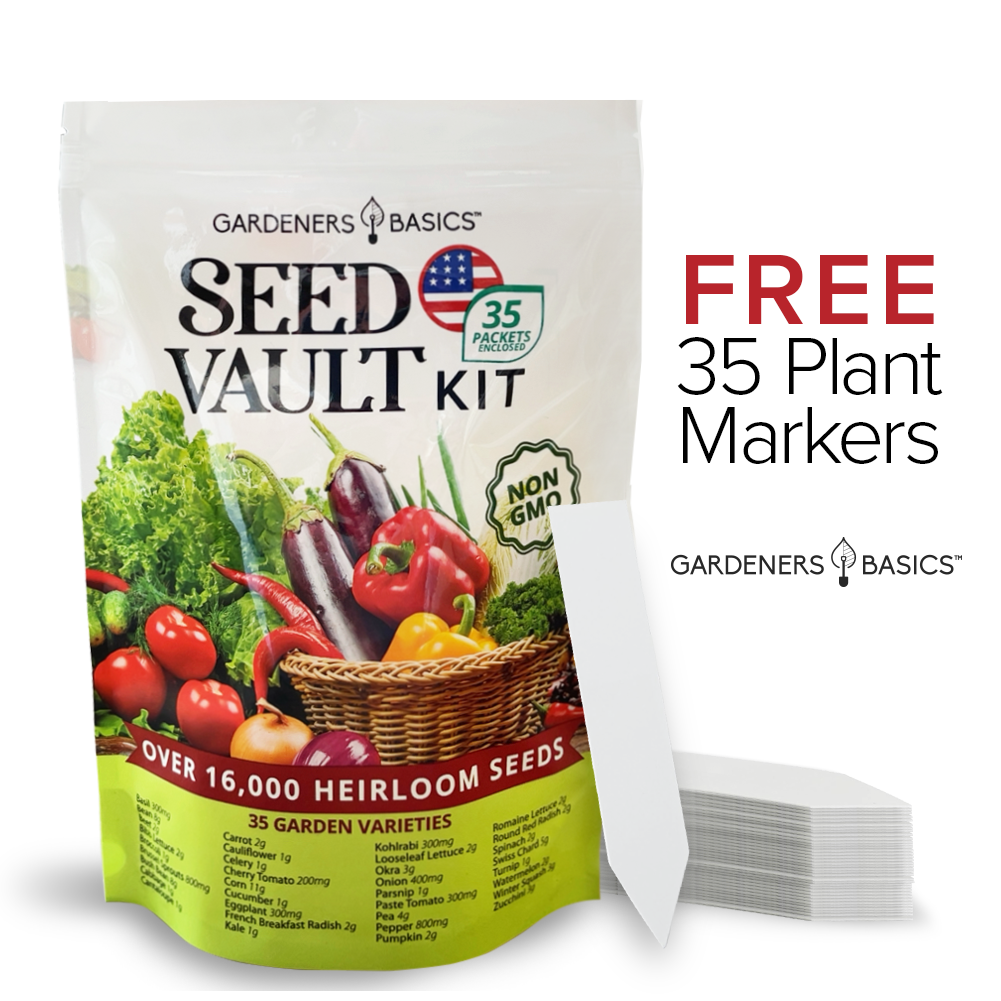 Vegetable Seed Vault Kit – 35 Heirloom Non-GMO Vegetable Seeds for Gardening & Survival Food Storage