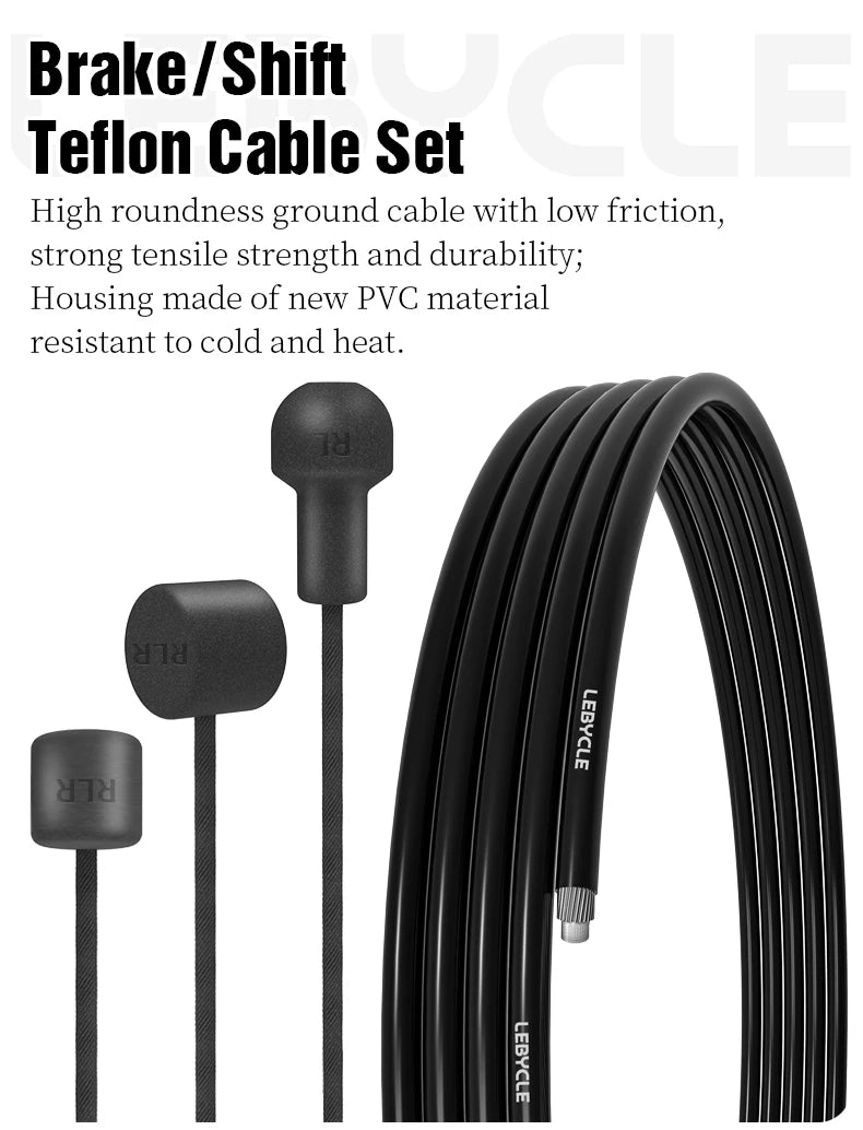 LEBYCLE MTB Road Bicycle Brake Line 1.7m Derailleur Shift Inner Wire 1.55/2.1m Brake Hose 2.5m Teflon Coated Bike Cable
