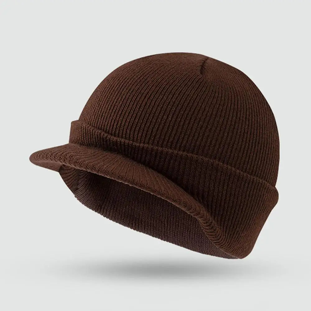 Solid Color Short-brimmed Hats Army Style Knitted Hat Peaked Caps Autumn Winter Versatile Warm Hats Fashion Knitting Men‘s Hats