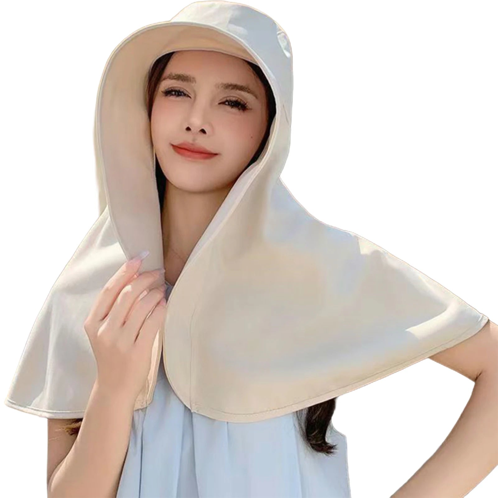 Sun Protection Hat with Neck Cover Soild Breathable Wide Brim Hats for Travel Holiday Beach Playing