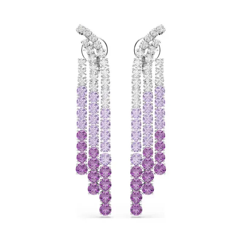 High Quality Earrings 2025 New Trend Fine Jewelry Charm Purple Butterfly White Blue Geometric Crystal Fashion Women's Ear Clip