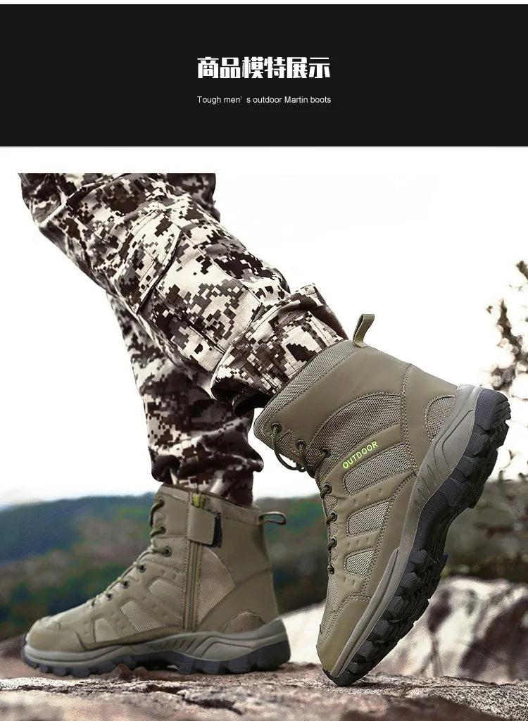 Men Outdoor Boots Winter Ankle Boots Warm Popular Footwear Male Suede Casual Snow Shoes Leather Walking Shoes Hunting Boot