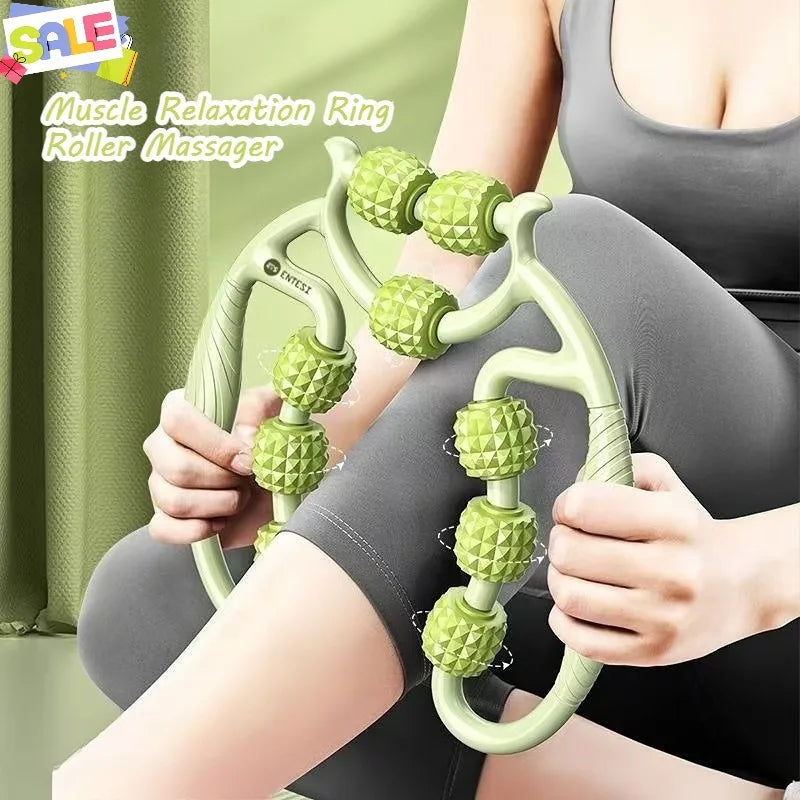 Yoga Auxiliary Sports Fitness Equipment Roller Massager Muscle Relaxation Stretch Massage Nine Wheel Ring Massage Clip