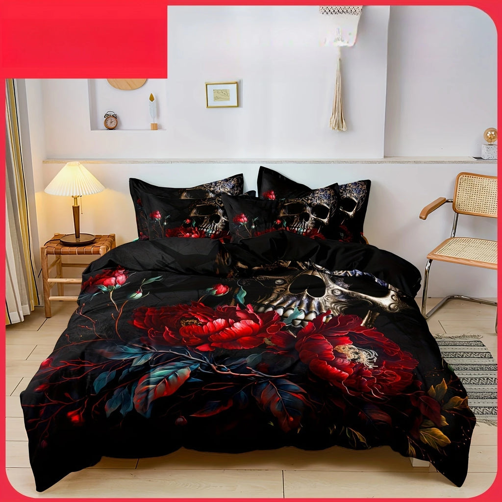 Duvet Cover Set Blue and Black Geometric Printed Comforter Cover Set Personalized SpaceThemed Plaid Bedding Set for Adult Kids