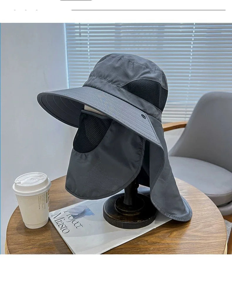 Summer Sun Hats, Outdoor Fishing Hats, Men's And Women's Camping Visors, Bucket Hats, Neck Flap Bucket Hats
