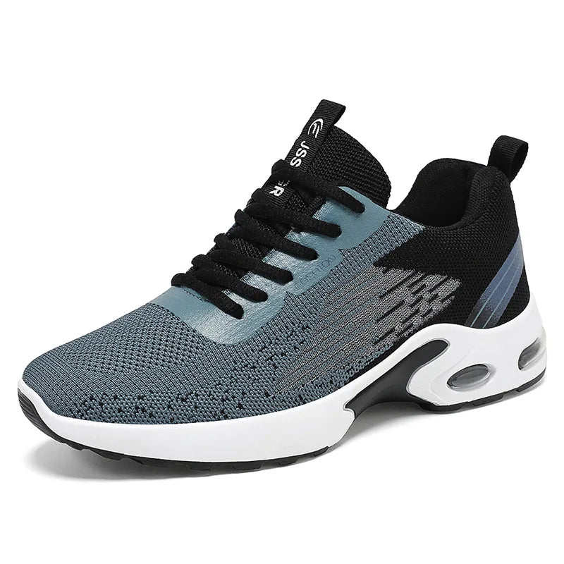 Men's shoes, men's casual shoes, breathable mesh, air-cushioned, soft-soled, color-blocked fashionable sports shoes