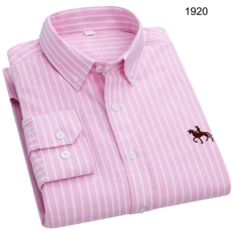 Long Sleeve Shirts for Men Clothing Autumn Winter 100% Cotton Oxford Top Blouse Large Size Business Casual Shirts Korean Fashion
