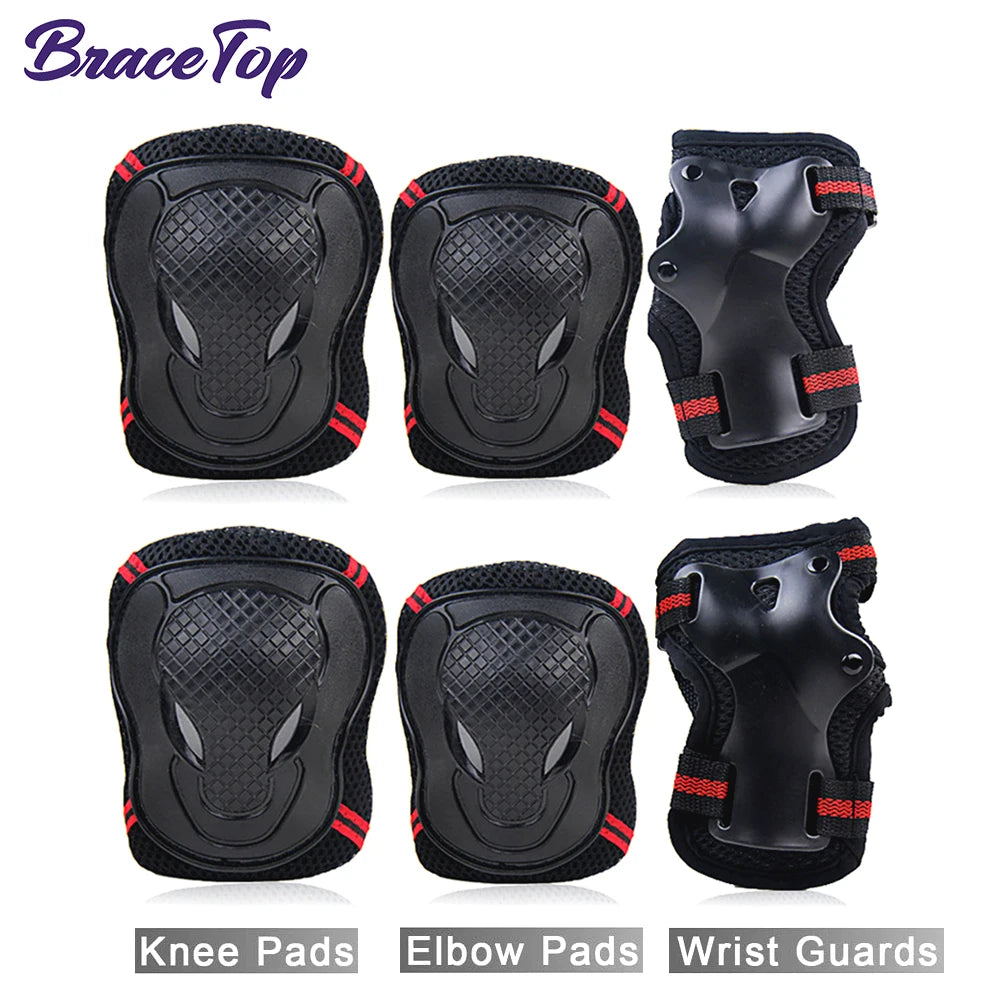 6Pcs/Set Sports Protective Gear Set Skating Knee Pad Elbow Pad Wrist Hand Protector for Kid Adult Cycling Roller Rock Climbing