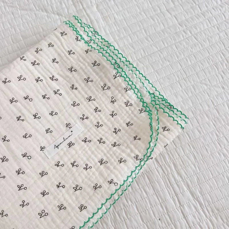 2-3 Layers Baby Blankets Bear Dots Print Cotton Gauze Muslin Swaddle Wrap Newborn Infant Bedding Sleeping Receving Blanket