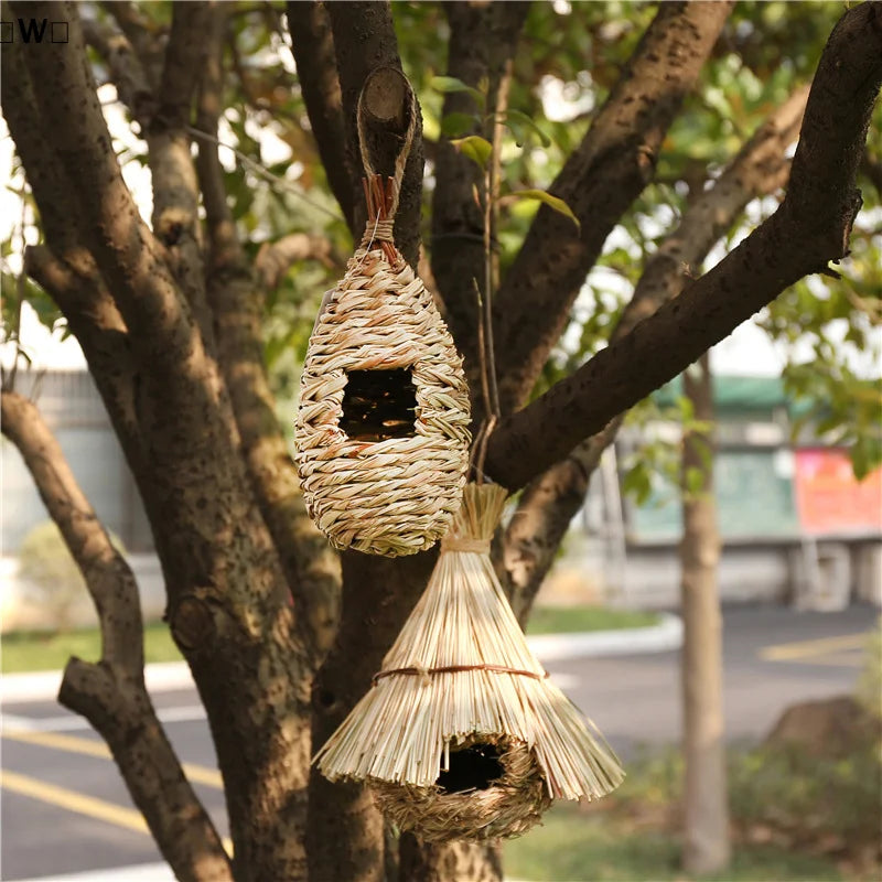 〔W〕Birds Nest Outdoor Hand-weaved Decorative Bird House Bird Cage Shelter Weaved Hanging Parrot Nest Creative Handmade Bird Cage
