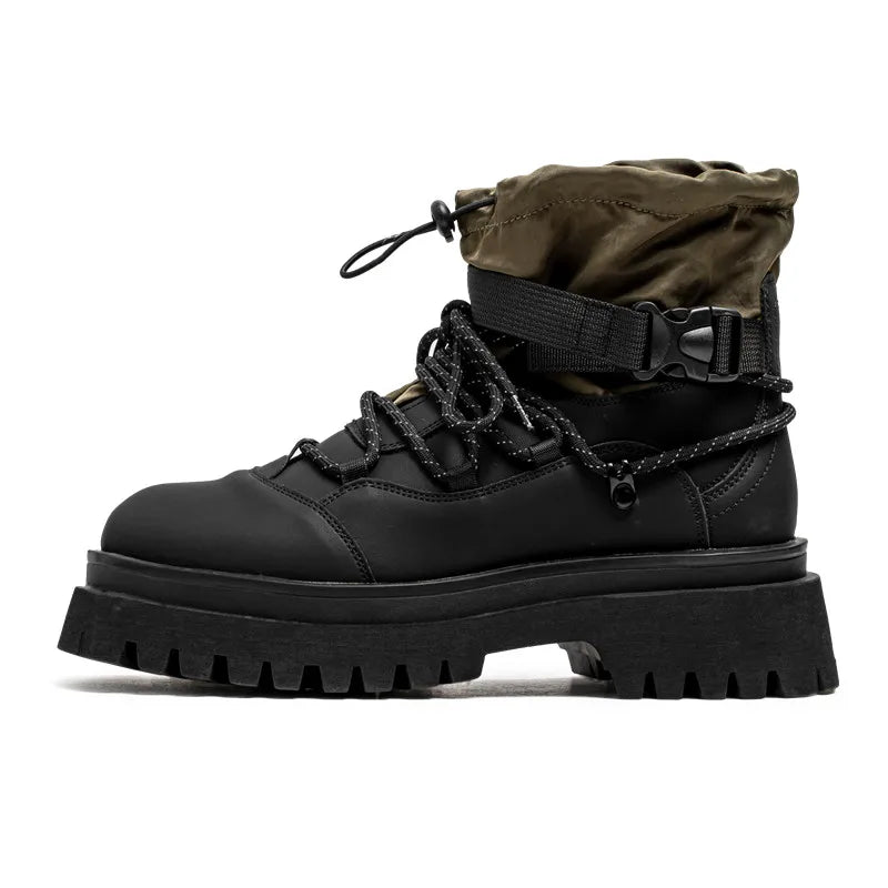 Fipatbu Men's Boots Fashion Designer High Top  Non Slip Height Increased Round Toe Winter Work Breathable Walking Botas Hombre