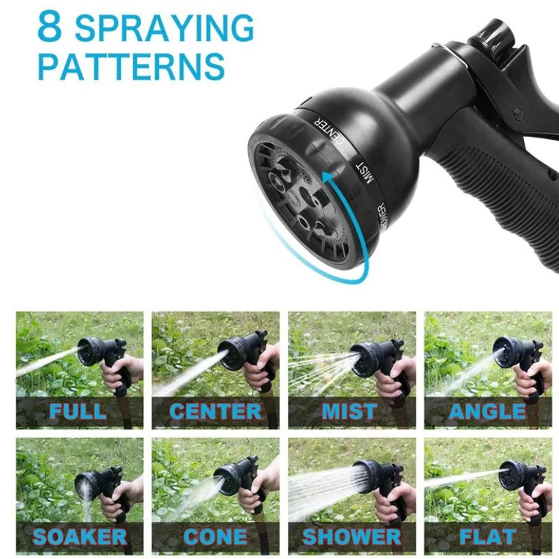 Garden Water Pipe 7.5-37.5 Meters Irrigation Retractable Hose, 8-Function Cleaning Water Gun, Garden Hose, Irrigation Supplies