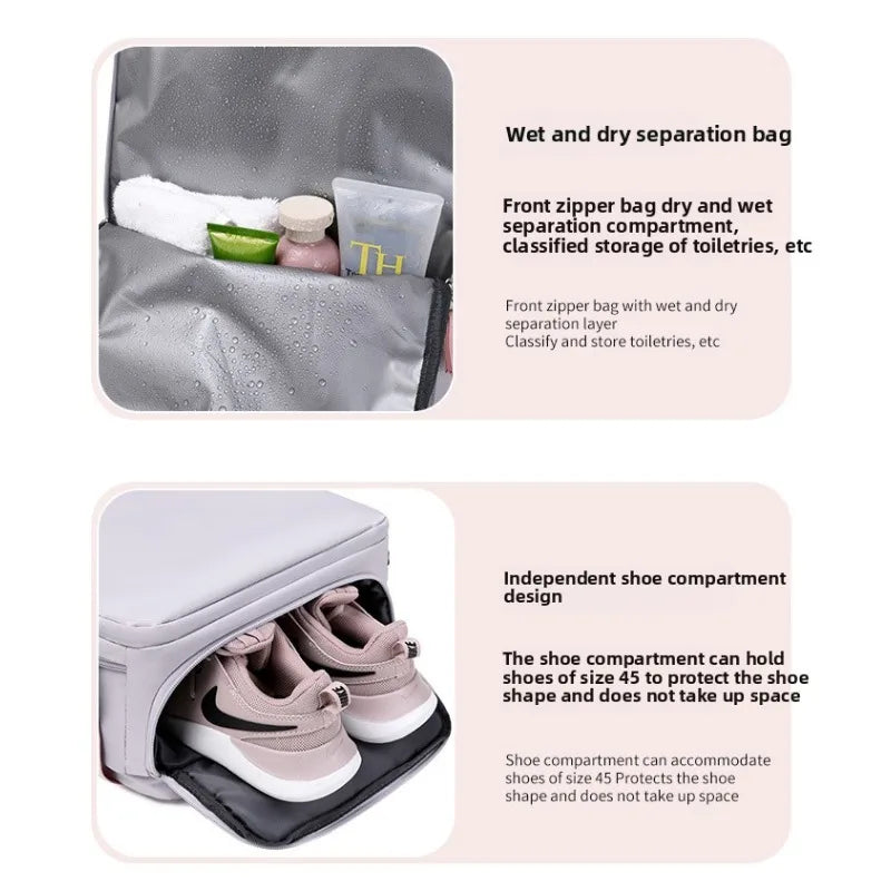 Travel Double-shoulder Backpack. Large Capacity and Multifunctional. Suitable for Ladies and Male Students. Travel Bag